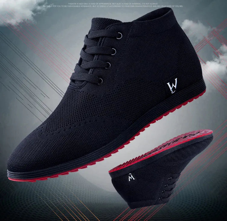 Men's casual breathable canvas shoes in solid black with lace-up front, size 38-45