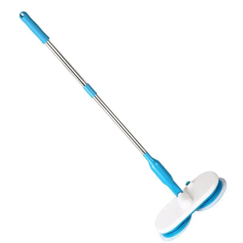 Hand-held wireless electric floor mop with USB charging port and a set of cleaning pads.