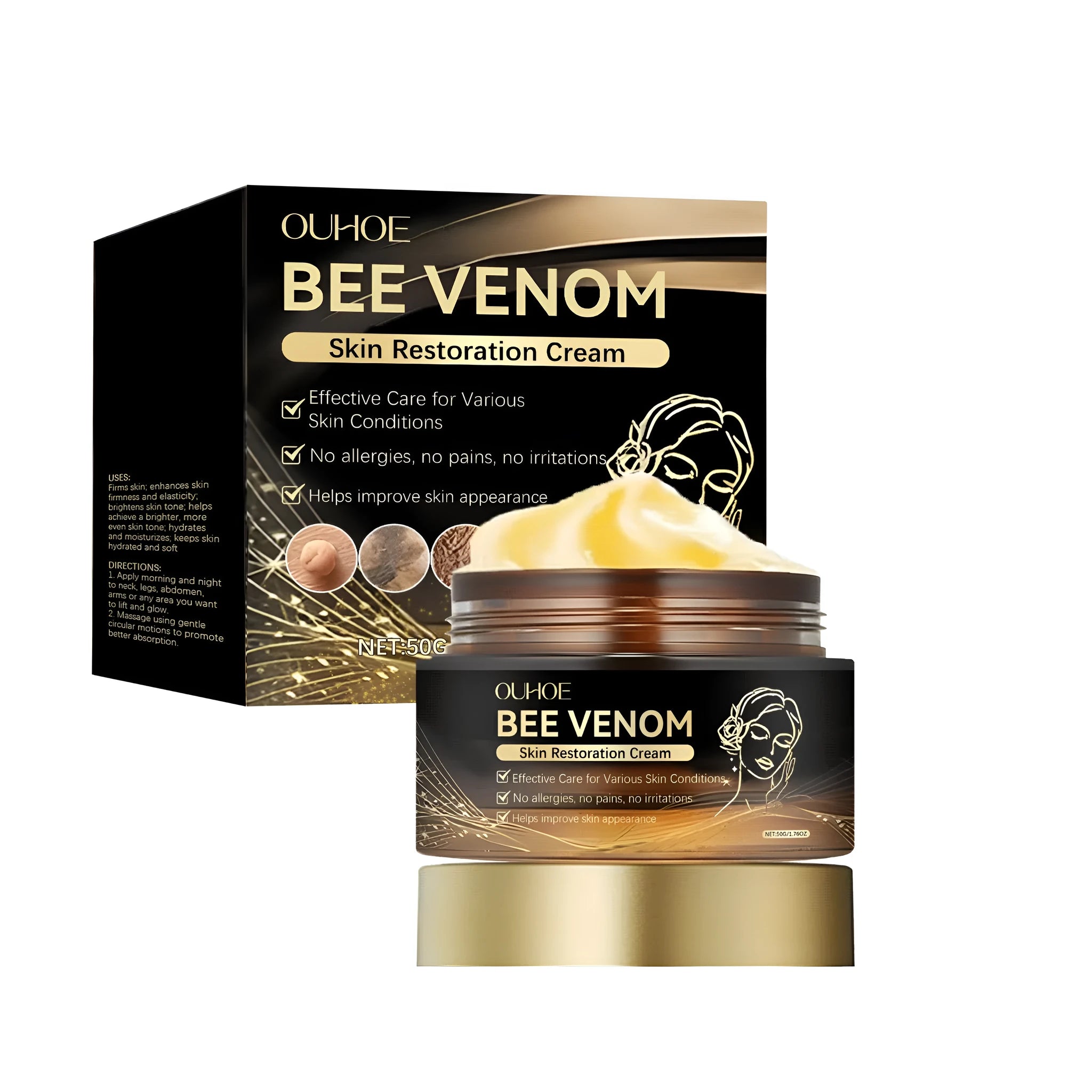 50g jar of bee venom and peptide skin repair cream with hyaluronic acid