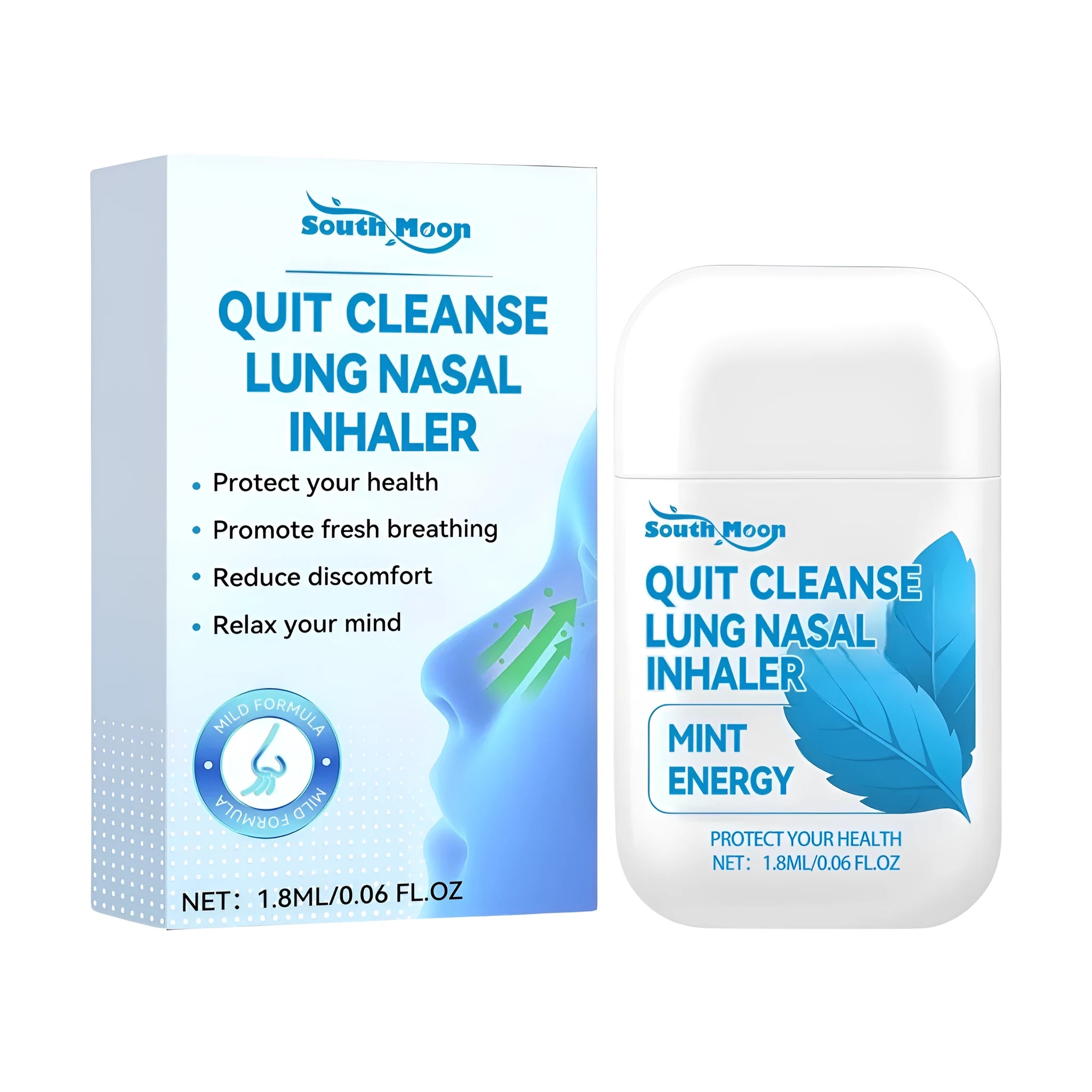 Quit Cleanse Lung Nasal Inhaler bottle and nasal aspirator, 1.8ml capacity