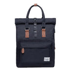 Casual polyester backpack with laptop compartment in black, dark grey, or green colours