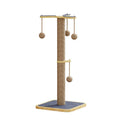 Windmill colour cat climbing frame with a hanging ball toy, made from pine wood and carpet leather.