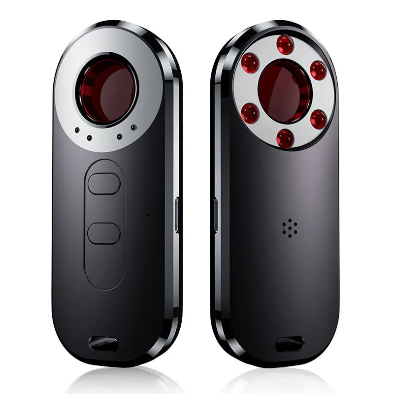 Portable anti-surveillance detector measuring 91x37x13mm with infrared scanning and frequency detection