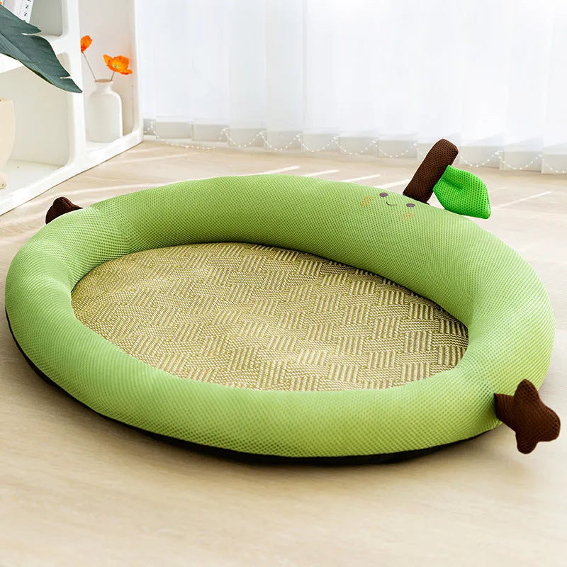 Green fruit-shaped pet bed with backrest nest design for large dogs
