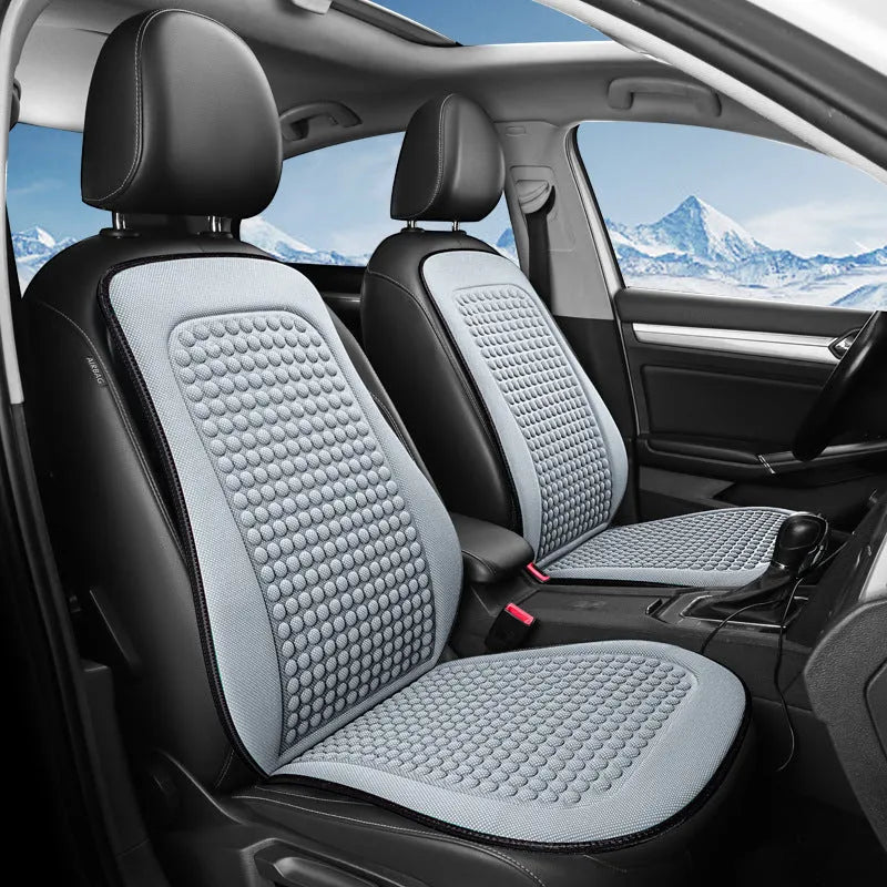 Cool Silk tie-free car seat cushion with massage function in carbon black for single seat