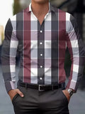 Men's striped long sleeve button lapel shirt in polyester fabric