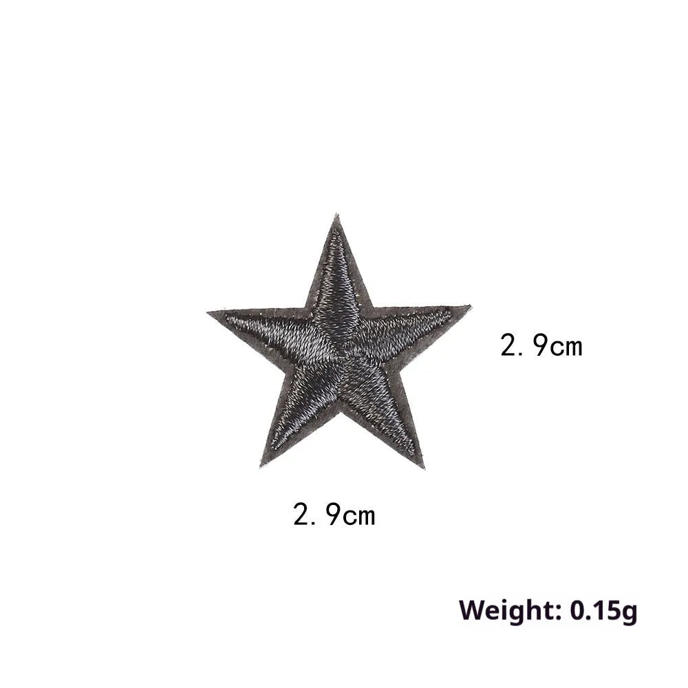 Colourful five-pointed star cloth embroidery labels for DIY clothing decoration.