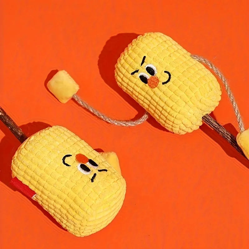 Polio wood corn cob shaped cat toy for dental cleaning with catnip, dimensions 7cm by 6cm by 15cm