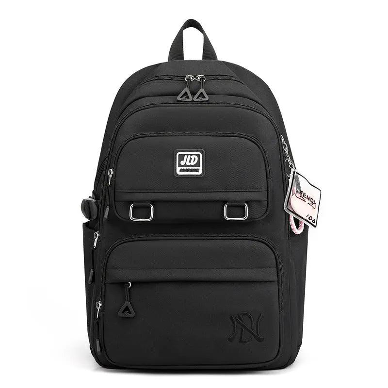Large capacity girls' school backpack in nylon with physiological curve backplate and multiple colour options