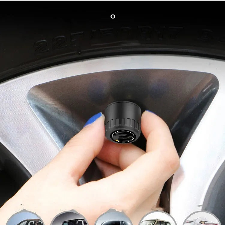 Black Bluetooth 5.0 tyre pressure monitor sensors with wrench and anti-theft screws