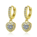 Copper inlaid zircon love earrings heart shape women electroplating white gold yellow gold Korean style