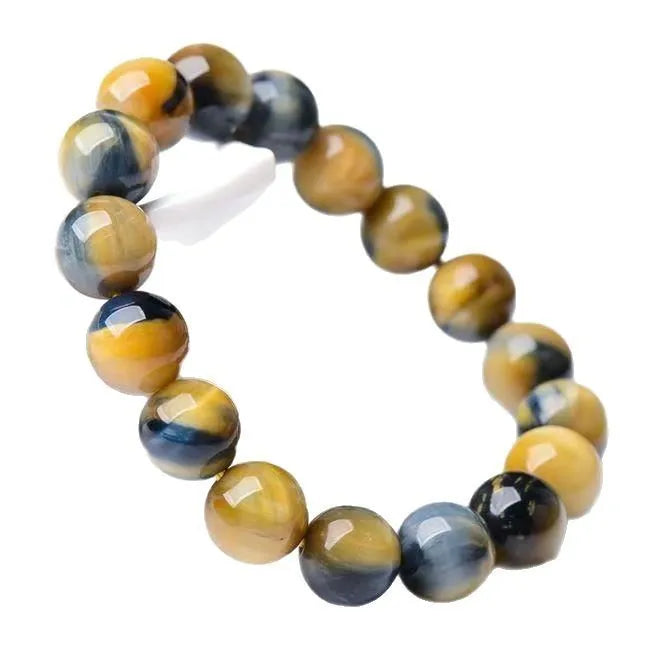 Fantasy Tiger Eye agate bracelet with round beads in geometric unisex design
