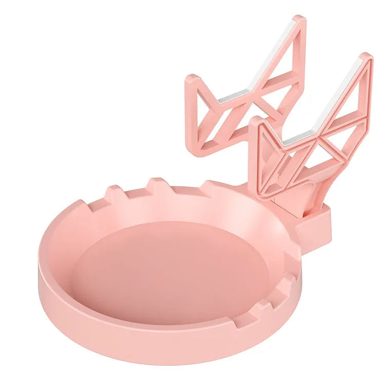Universal non-perforated game handle wall hanging rack in black, white, or pink colour for organising controllers and headsets