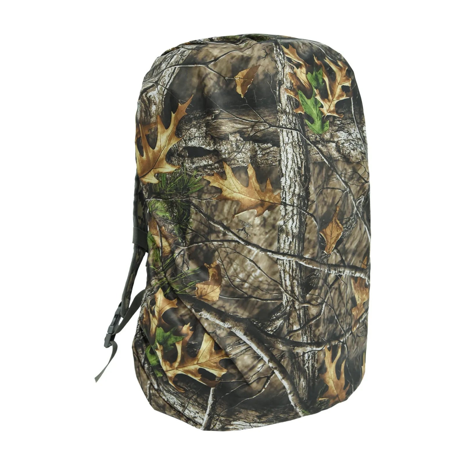 Army green PU material backpack rain cover laid flat, sized for an 80L pack.