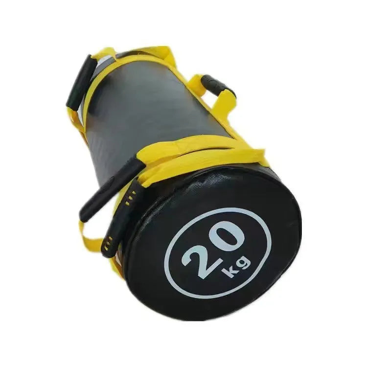 PVC fitness sandbag training bag in flat white leather colour for weight lifting and gym conditioning