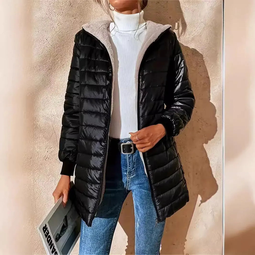 Ladies cotton long sleeve jacket in black, gray and khaki, sizes S to 4XL, regular sleeve style