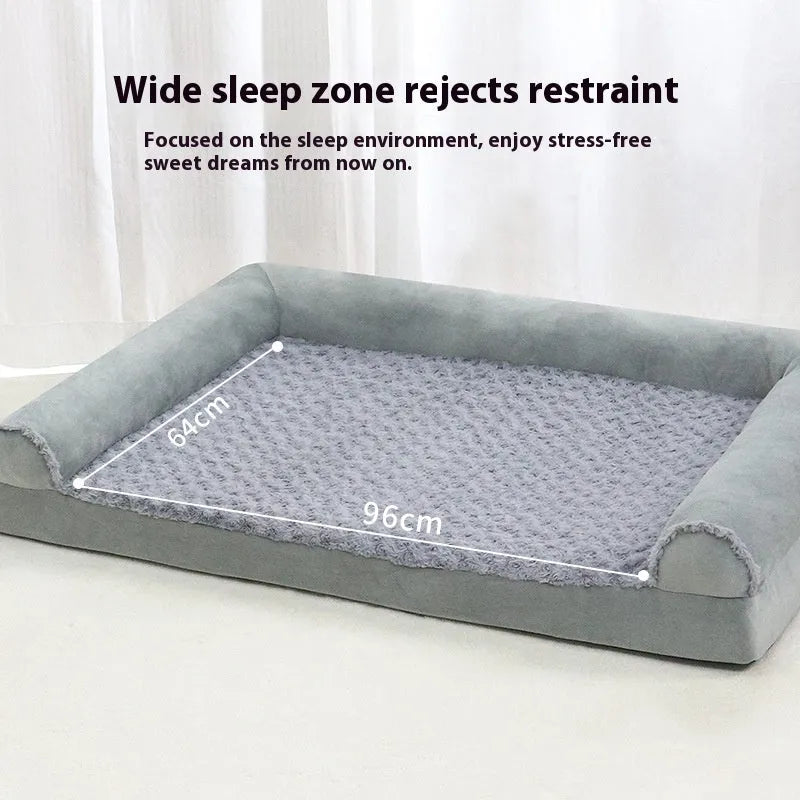 Light grey cloth dog kennel for medium or large breeds, shown with precise L, XL, and 2XL size dimensions.