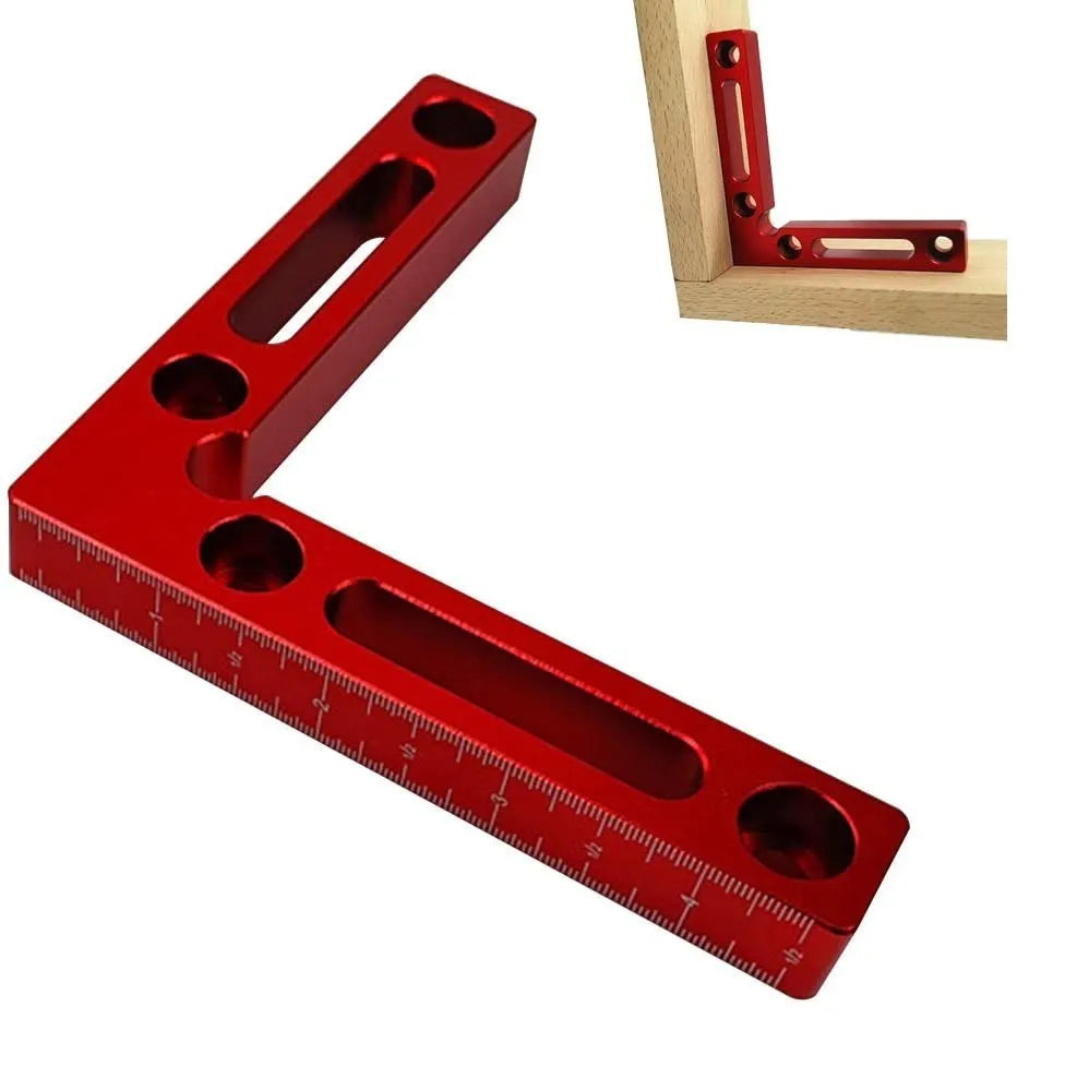 Aluminium alloy right angle positioning block for clamping a woodworking jigsaw.