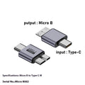 Micro B adapter converter showing Type-C and USB to Micro B connection options for charging and data transfer
