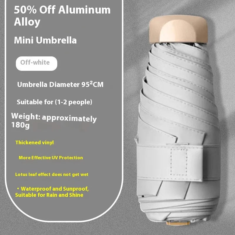 Compact 5-fold manual sun umbrella with gradient vinyl canopy in a choice of eight colours.