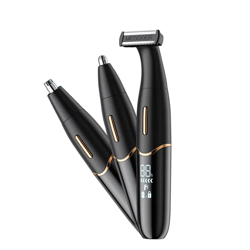Multifunctional three-in-one electric shaver with USB charging in mysterious black
