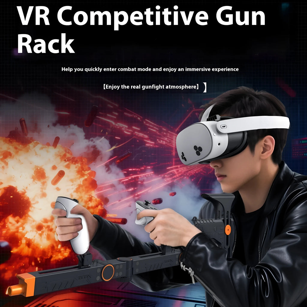 VR submachine gun physical auxiliary accessory for Quest 3/3s in muzzle colour, ABS material, approximately 67 cm length