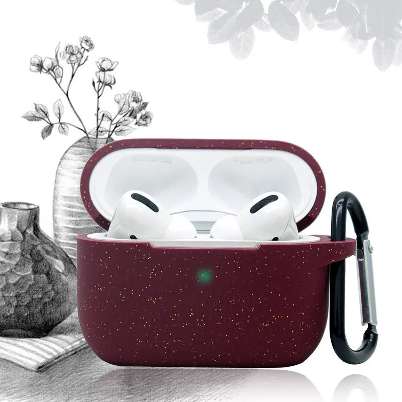 Glitter silicone flip protective cover for AirPods Pro in burgundy colour