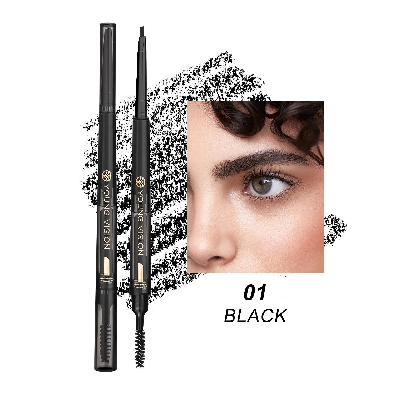 Fog Sense three in one eyebrow pencil in grey shade with waterproof smear-proof formula, 16.5cm long
