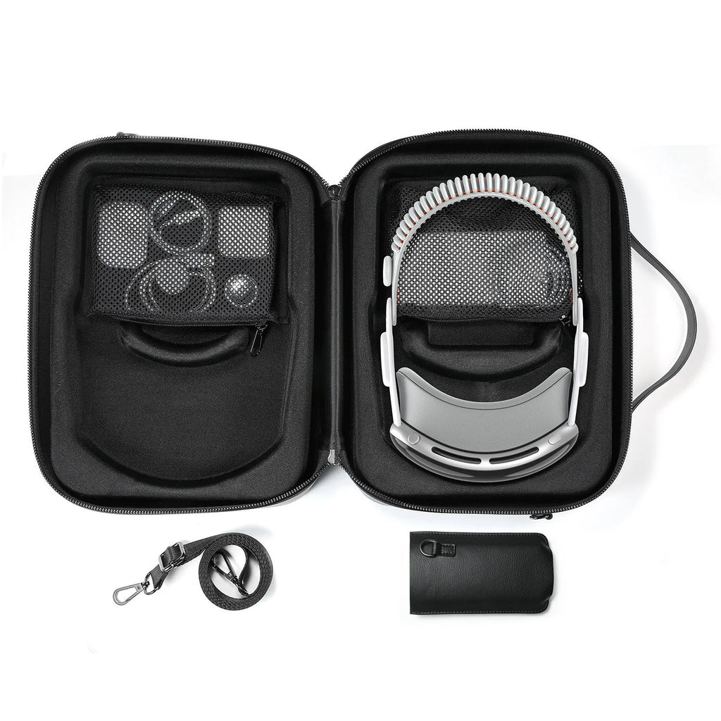 Black superfiber MR glasses storage box for Vision Pro headset measuring 32.5 x 24.5 x 11.5 cm