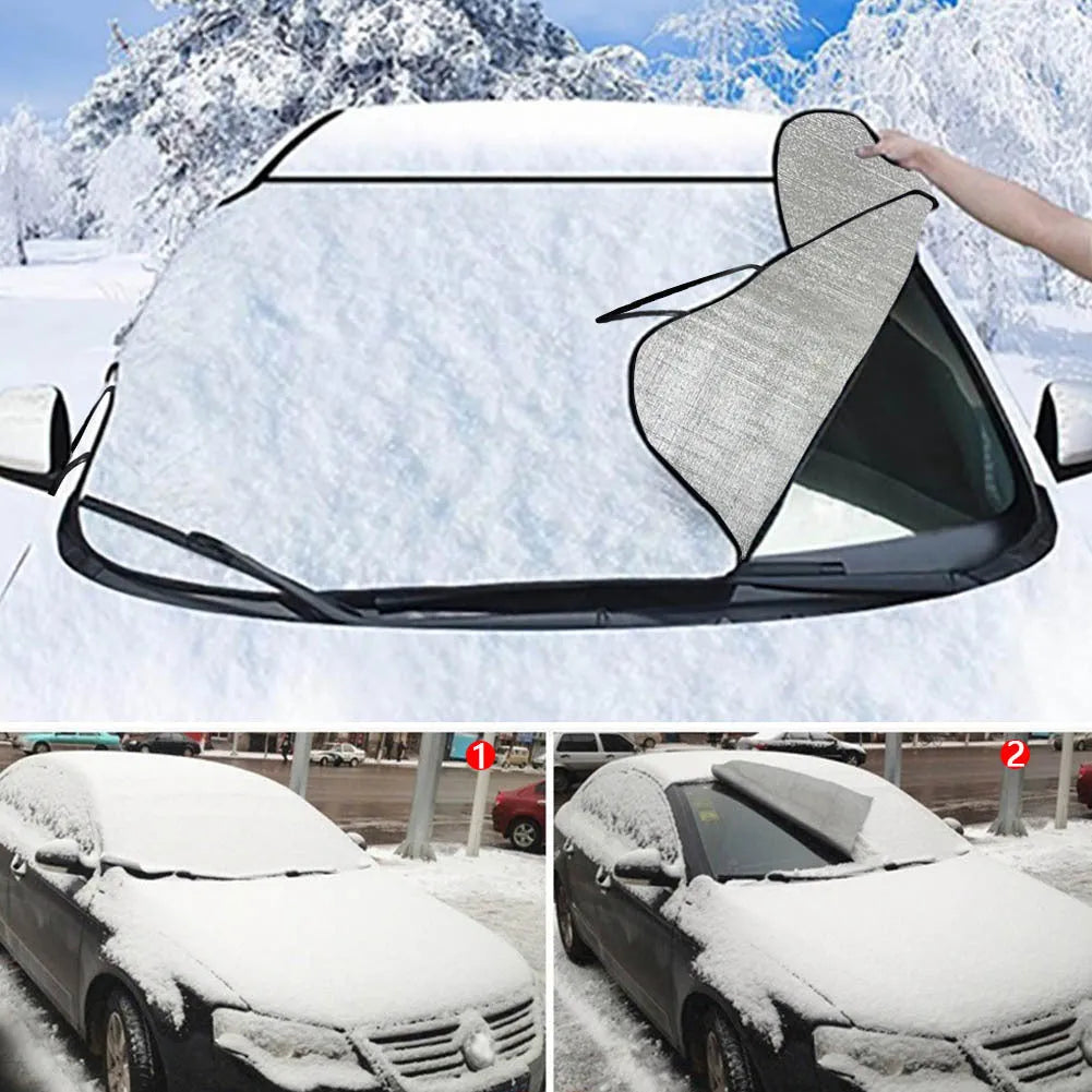 Car front gear snow protection cover with aluminium film foam polyester fabric measuring 130x70cm