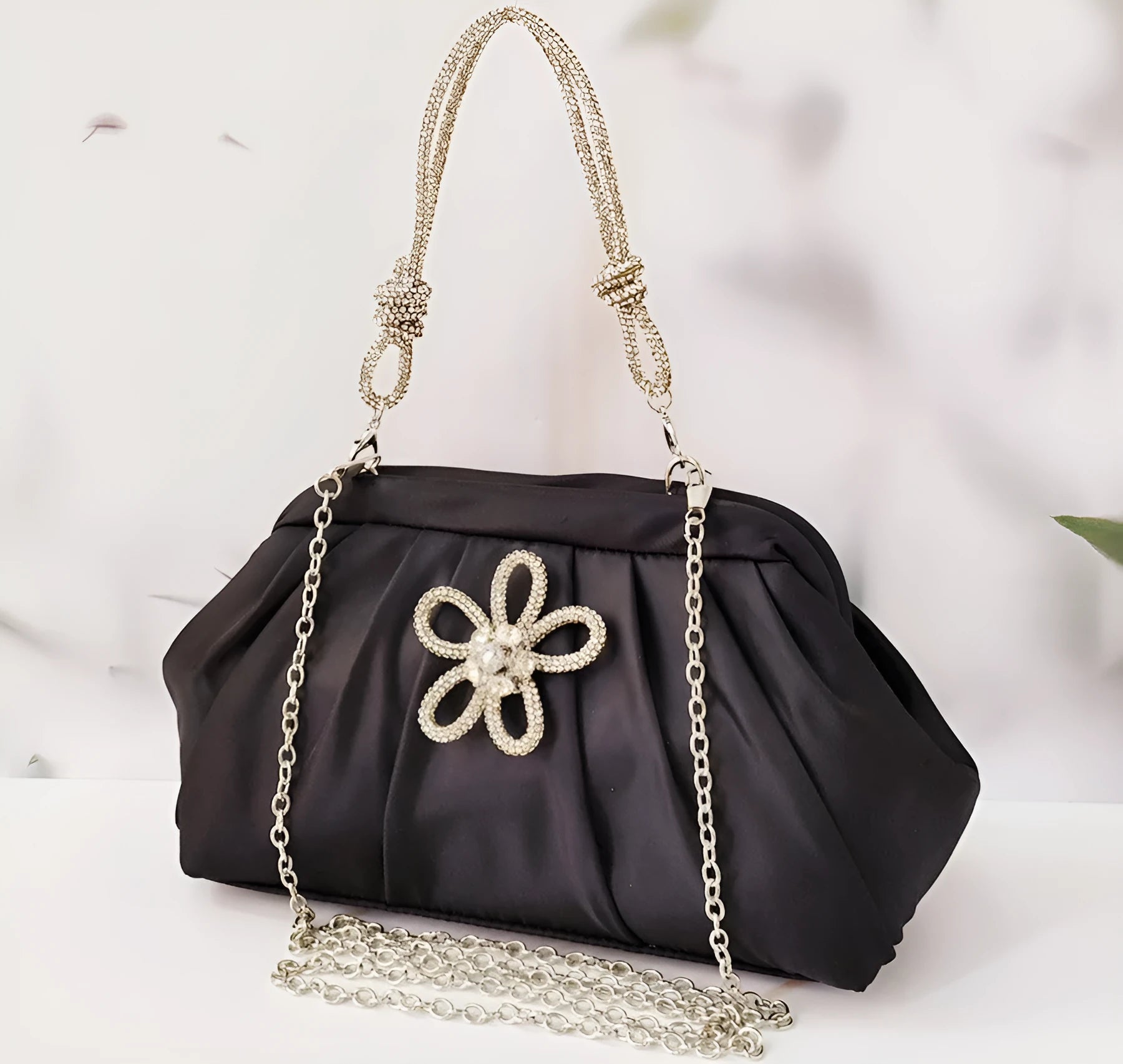 Soft lavender purple women's crossbody bag with chain details and a structured shell shape.