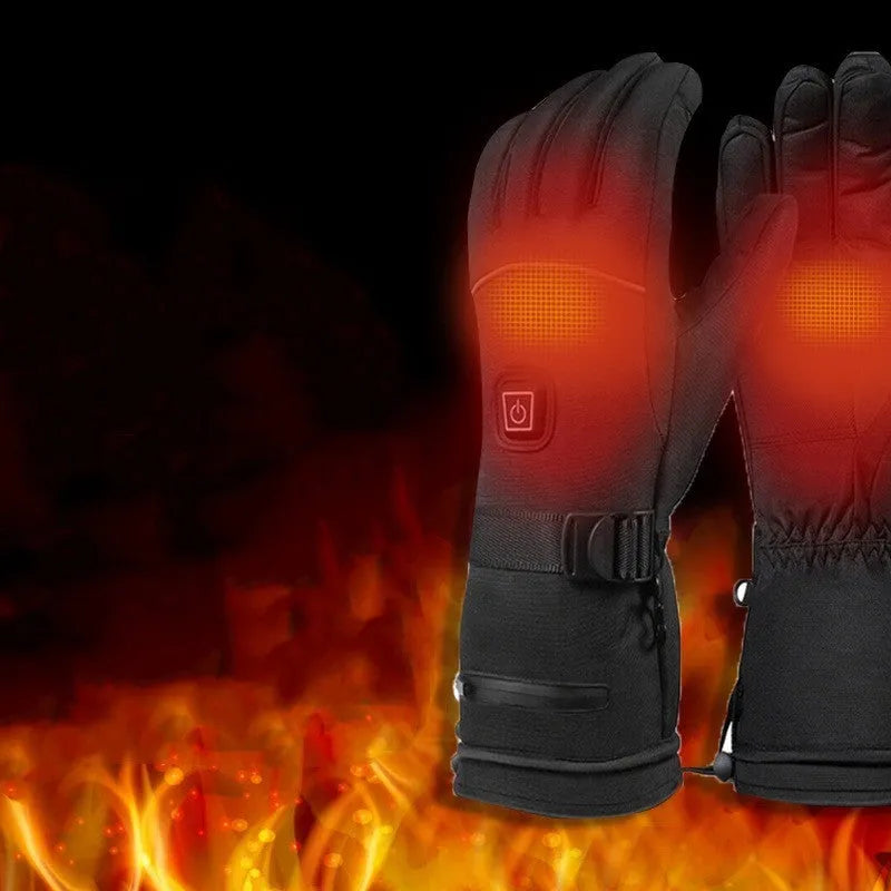 Thickened warm USB electric heating gloves in solid colour, unisex leather design
