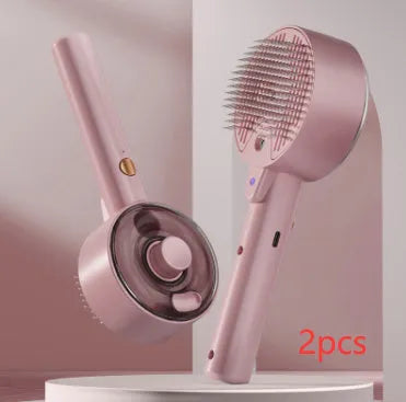 Ceramic white pet grooming brush with UVC light, mist sprayer, and fine needles for dog and cat hair removal