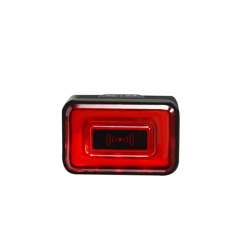 Radar detection bicycle taillight with double bracket mounting system showing multiple lighting modes