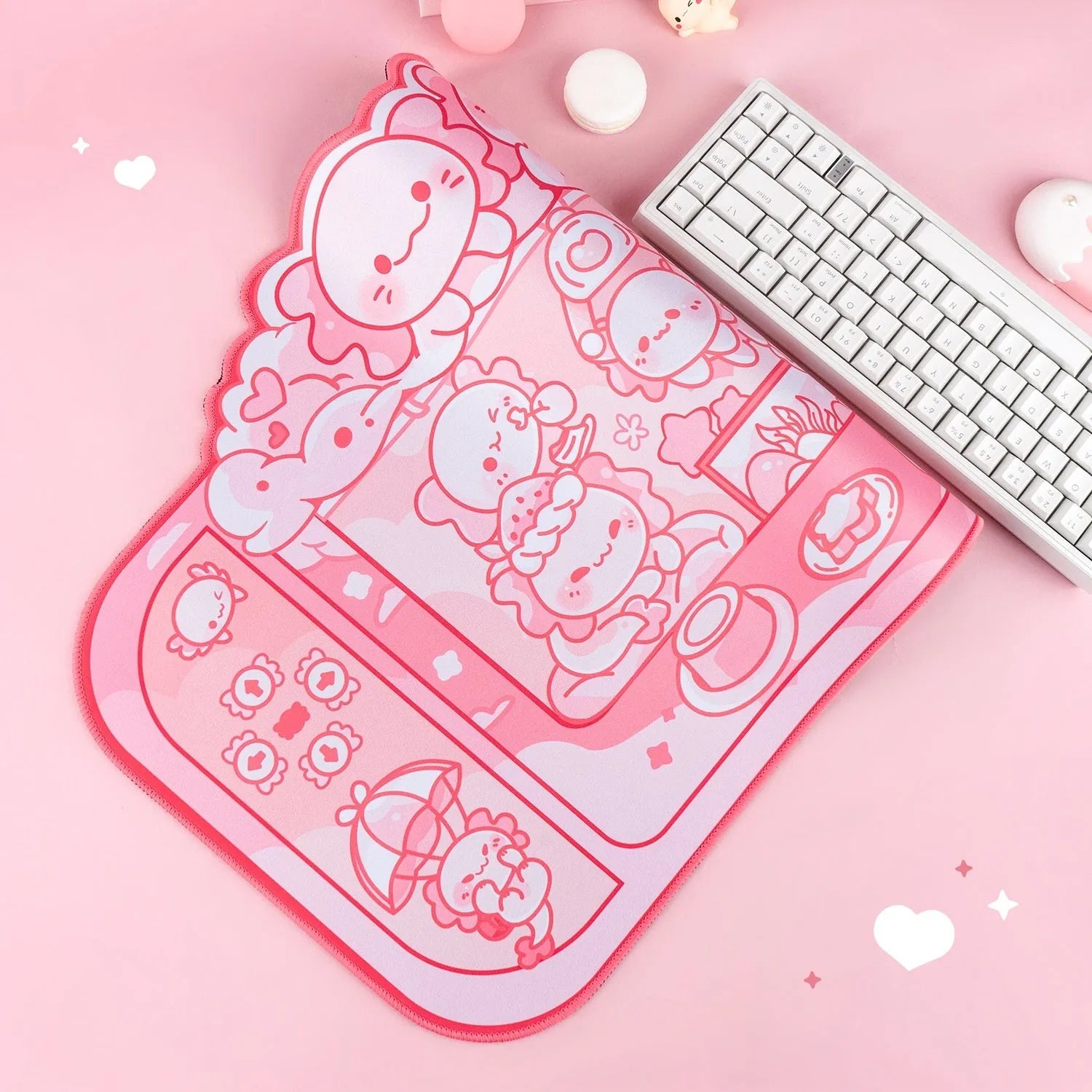 Hexagonal dragon crane machine mouse pad with cartoon anime design measuring 75×40cm