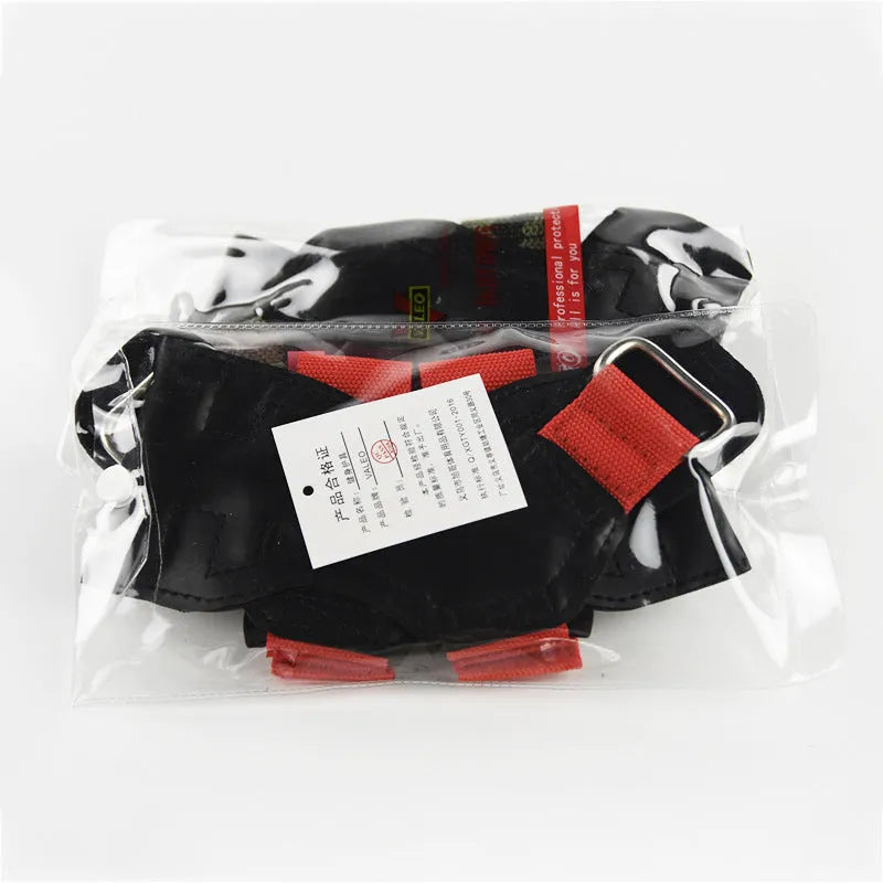 Adult athletic wristguards in black, camouflage, and red for gym workout and bodybuilding wrist protection