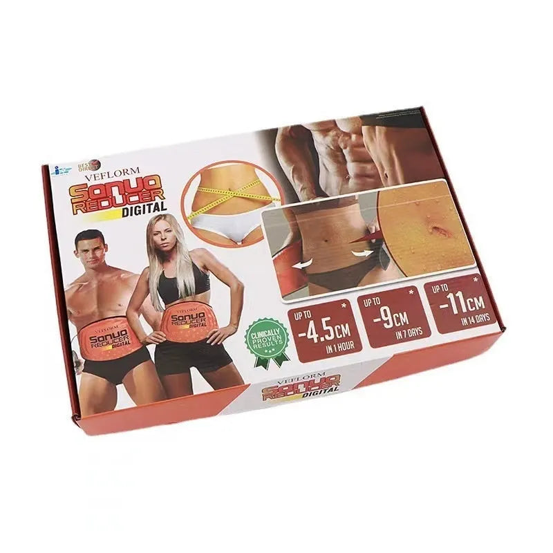 Hot compress waist support massage belt shown in thick and thin options for yoga and fitness