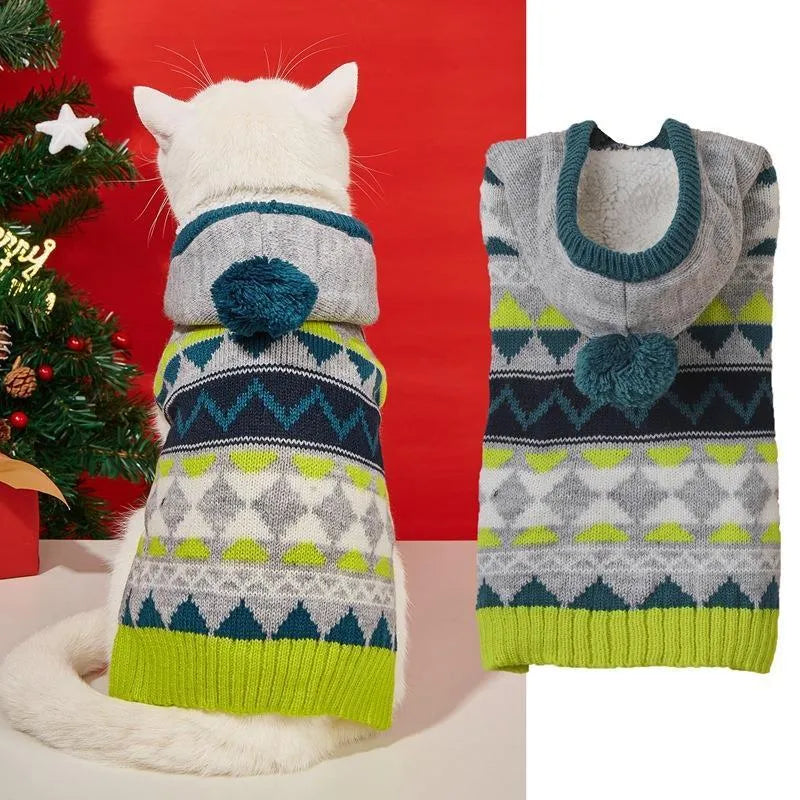 Classic diamond pattern pet sweater in acrylic material available in blue, green, pink colours
