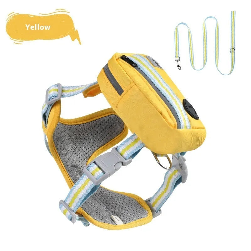 Explosion-proof anti-strangulation dog harness with traction rope in Oxford cloth