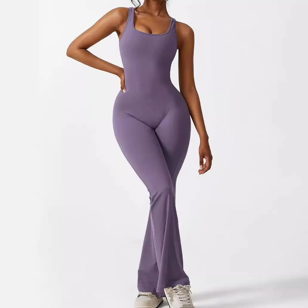 Women's sleeveless polyester yoga jumpsuit in various colours