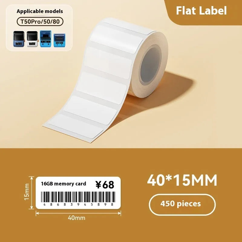 Transparent waterproof adhesive labels in multiple sizes including rectangular and circular formats