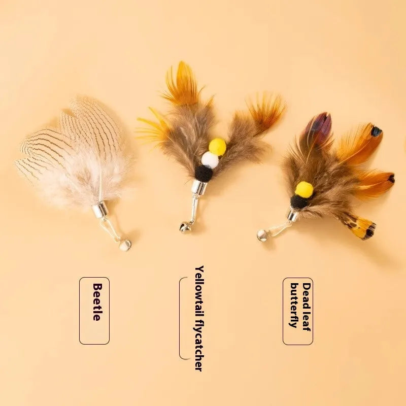 Three steel wire cat toy replacement heads with different flying insect designs
