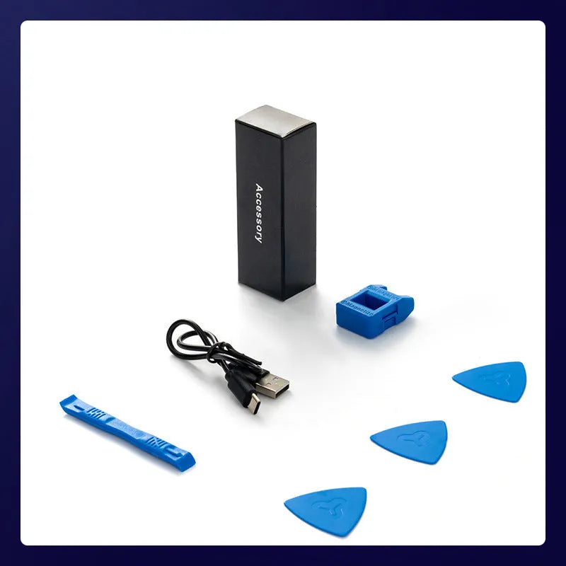 Rechargeable 28-in-1 mini electric screwdriver with bits and battery indicator