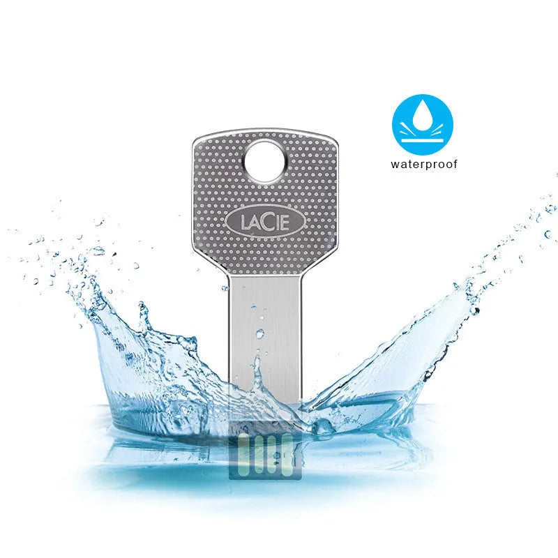 White metal USB 2.0 flash drive with key-style conjoined design, 47.5 x 13.5 x 4.5 mm