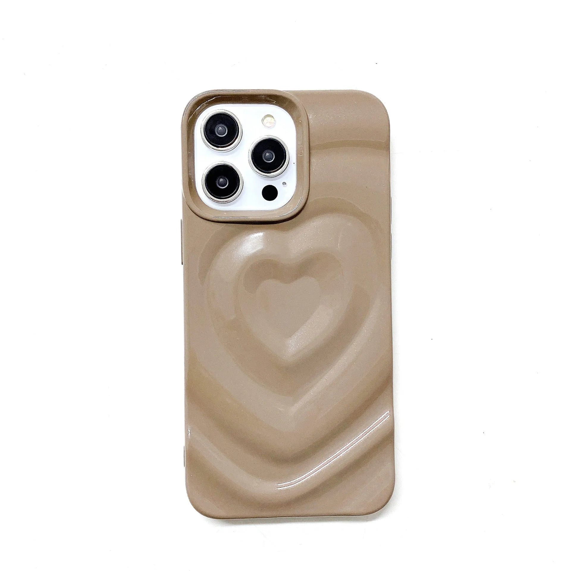 Three-dimensional love wave pattern pleated TPU phone case in milky white, compatible with iPhone 11 to 15