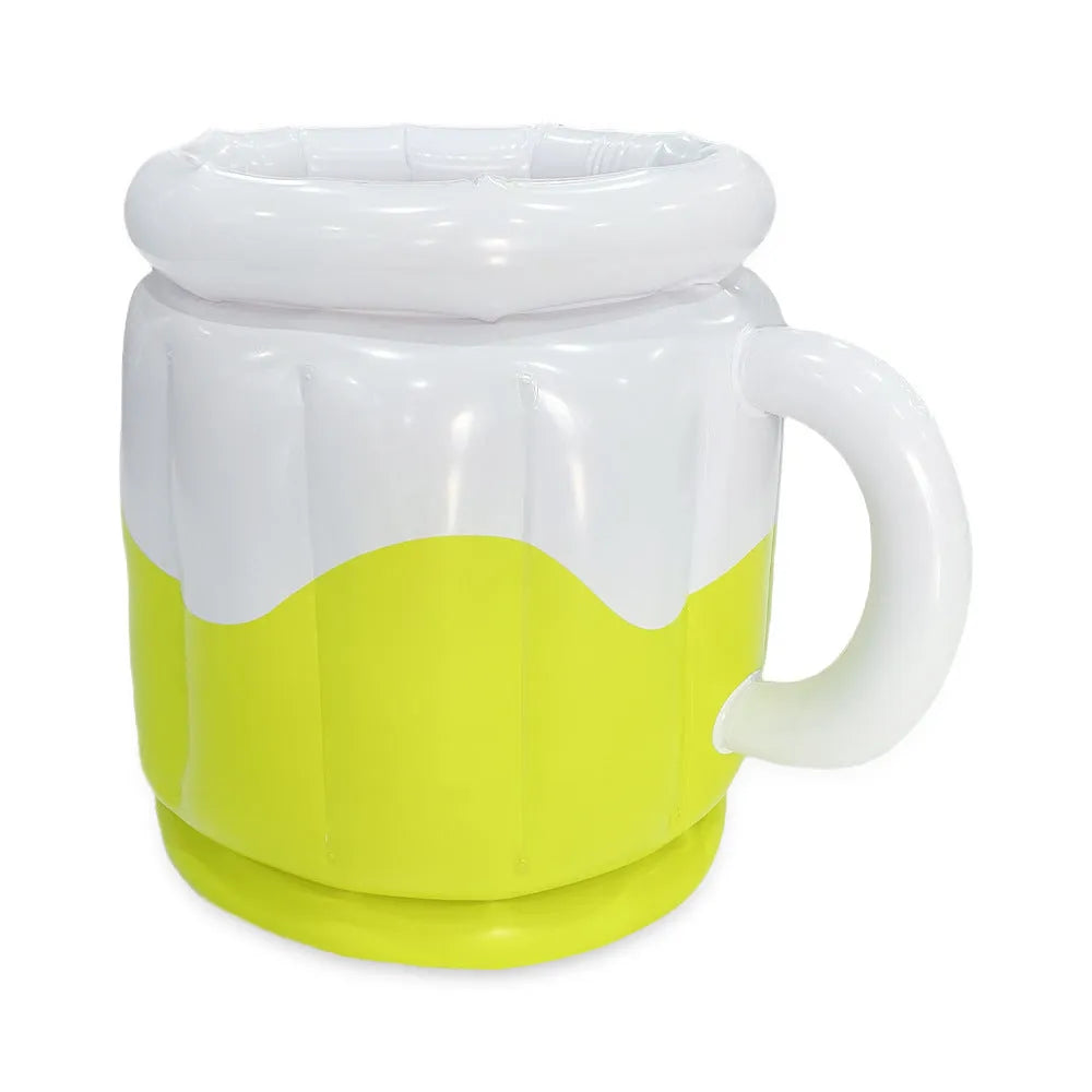 Yellow inflatable PVC ice bucket for outdoor parties and camping trips