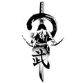 Waterproof warrior tattoo sticker with samurai geometry design, 11x18cm, transfer printing