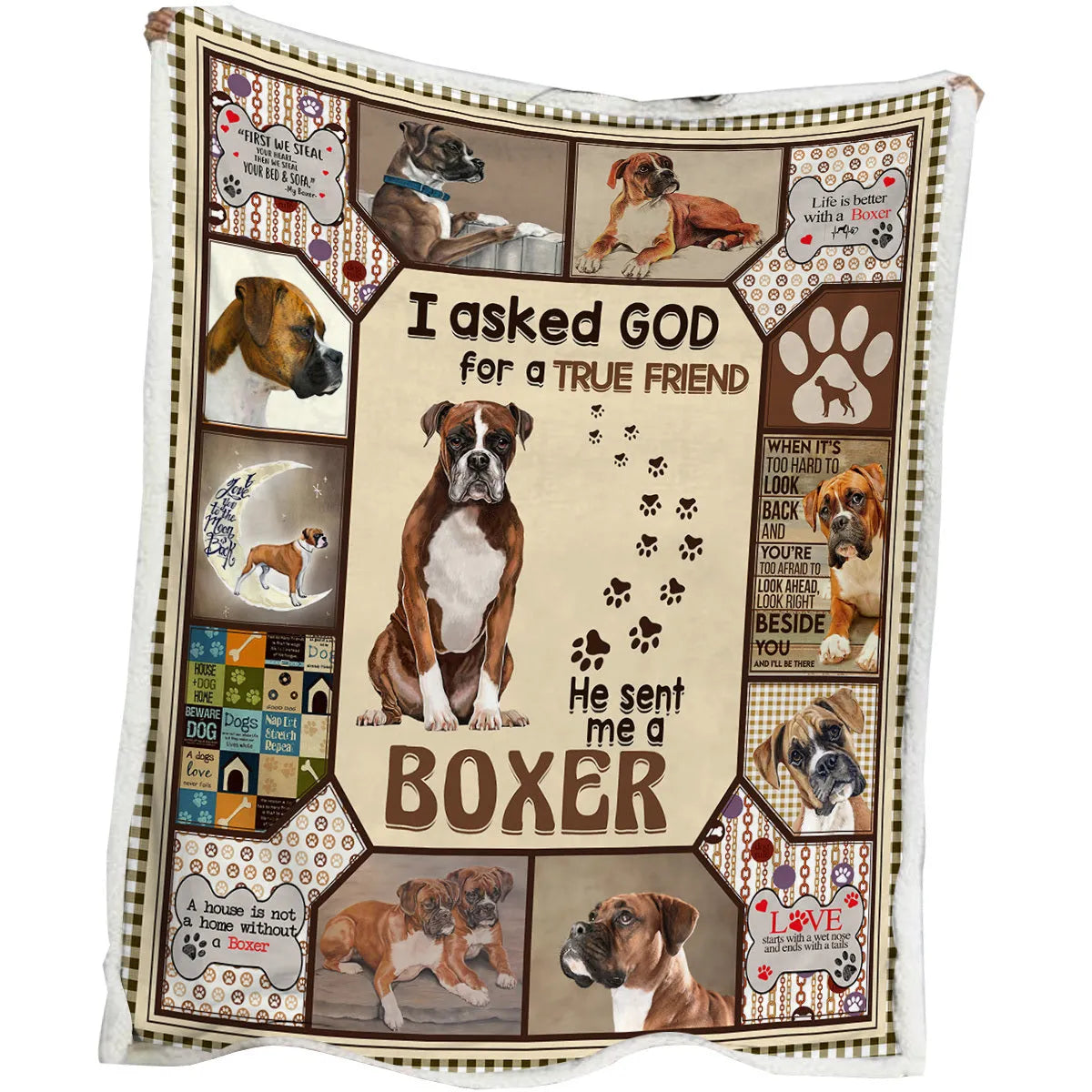 Brown sherpa fleece blanket for dogs, 60x80 inch size, hemmed edges, soft texture