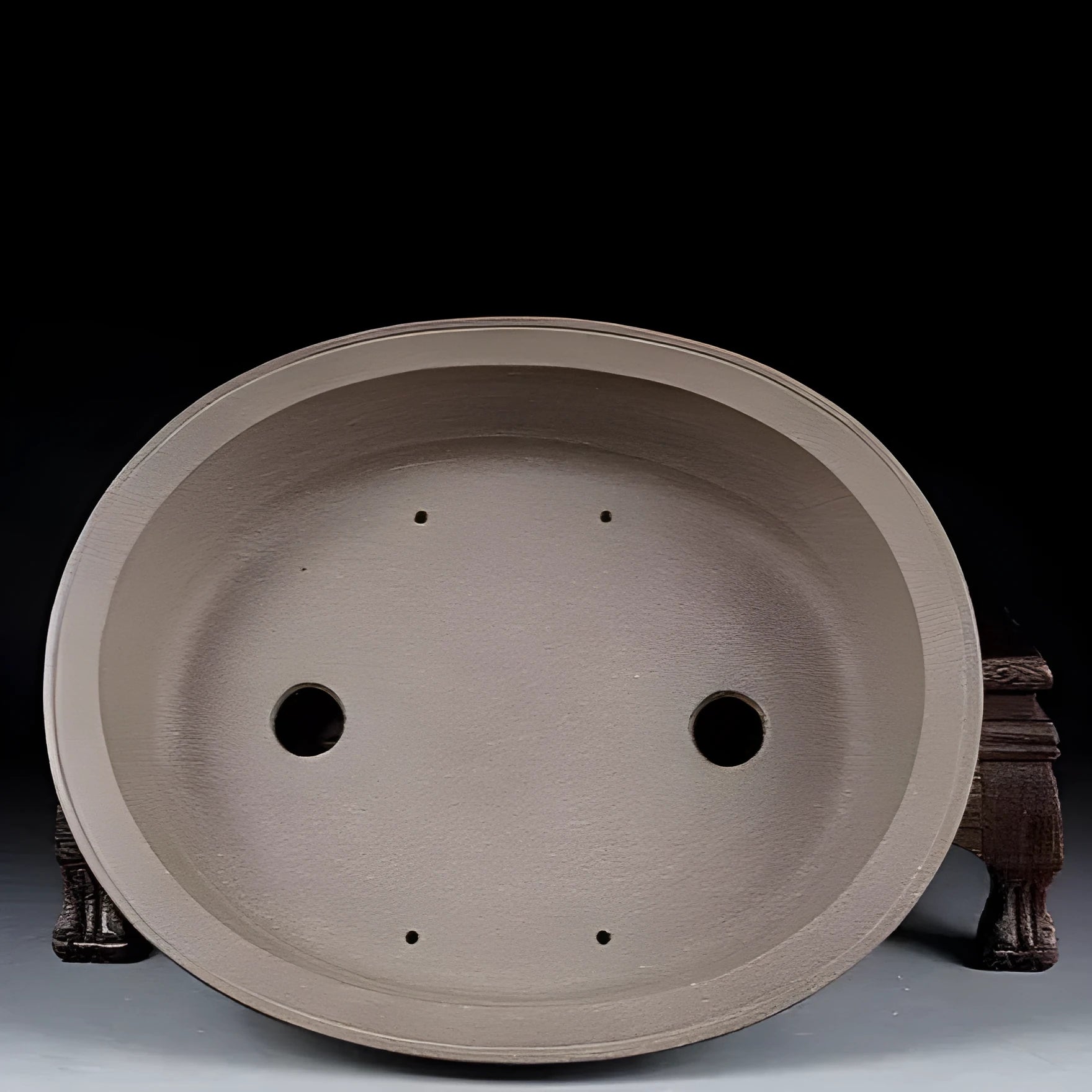 Handmade purple sand bonsai pot antique oval shape 25x21x6.3cm dimensions