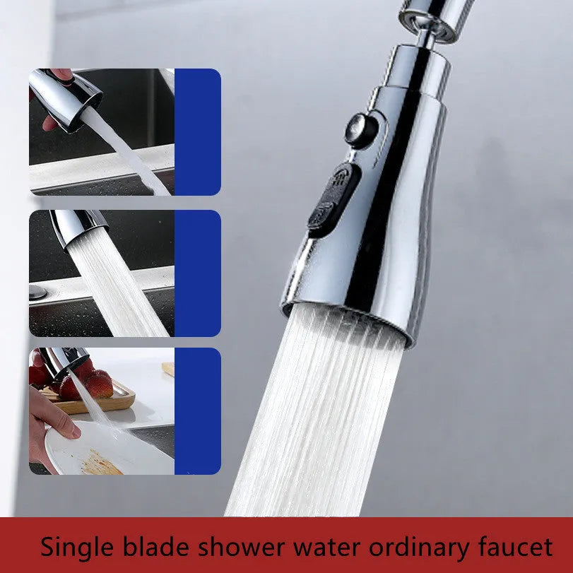 Universal pressurised kitchen faucet sprayer nozzle with rotating head in matte black finish